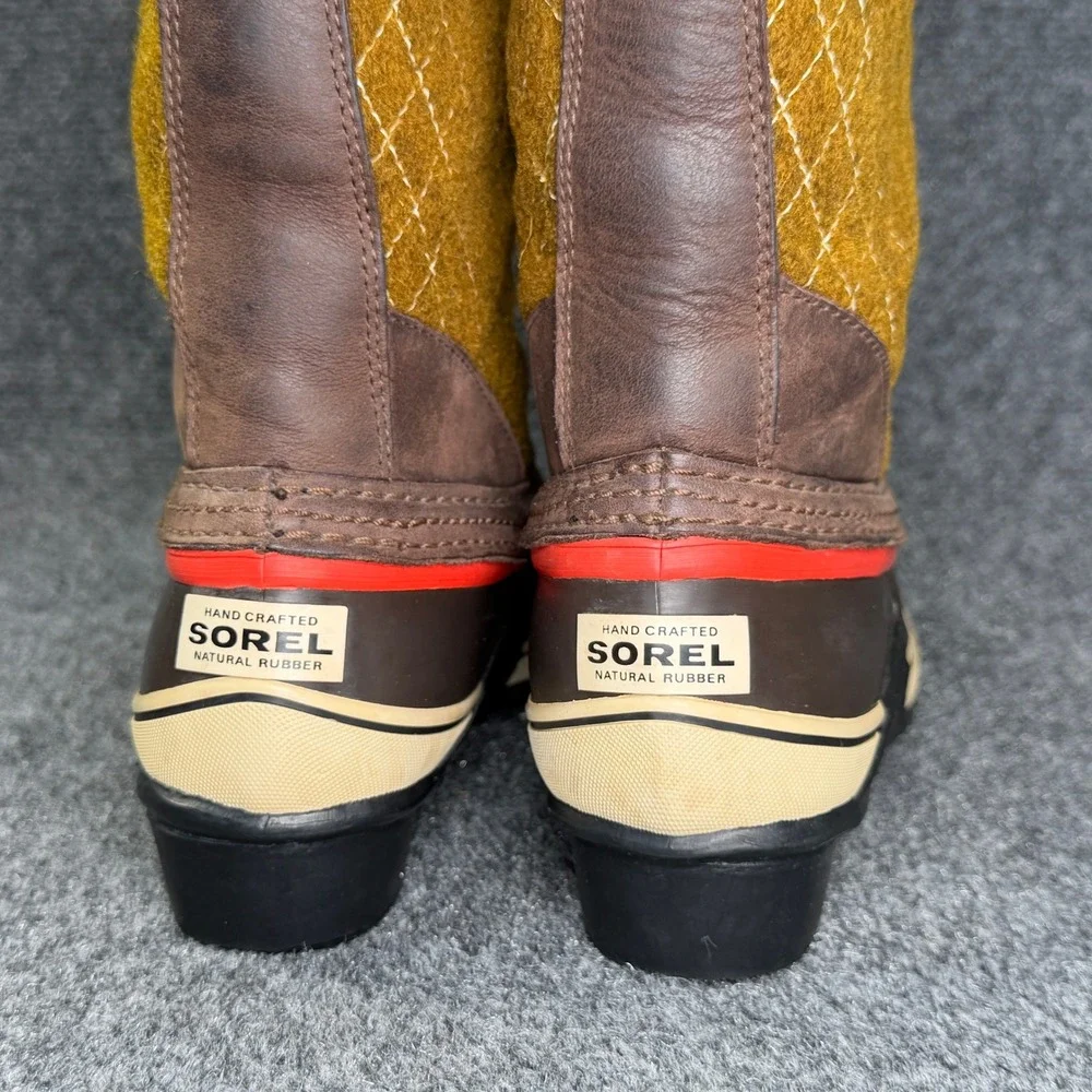 Sorel Sorelli Quilted Wool Winter Boots Women's 6 Green Brown Waterproof Snow
